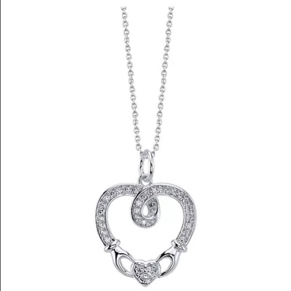Unwritten Gratitude & Grace Silver Plated CZ Celtic Heart Pendant Necklace New